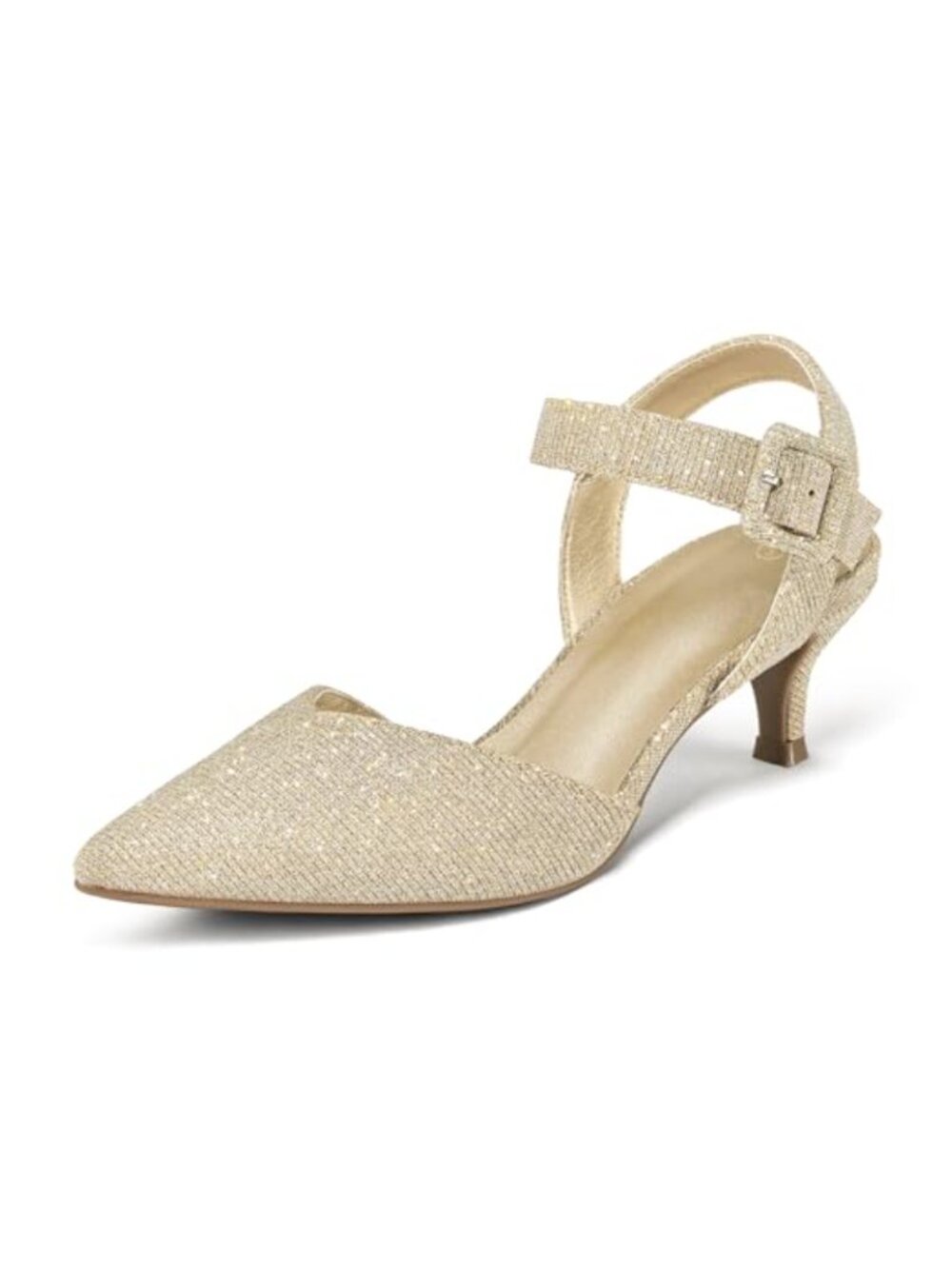Kitten Heel Closed Toe Pointed Toe Ankle Strap Wedding Dress Pumps